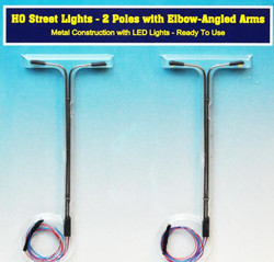 Rock Island Hobby 12100  US Street Light Double Pole w/2 Elbow Arms (2) HO