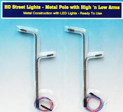 Rock Island Hobby 12103  US Street Light Metal Pole w/High & Low Arms (2) HO