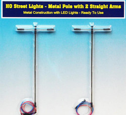 Rock Island Hobby 12104  US Street Light Metal Pole w/2 Straight Arms (2) HO