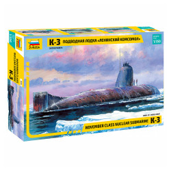 Zvezda Soviet Nuclear Submarine K-3 November Class 1:350 Plastic Model Kit 9035