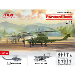 ICM 48303 Forward Base Bell Cobra AH-1G & Bronco OV-10A w/Pilots 1:48 Model Kit