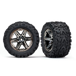 Traxxas 6773X RXT Chrome Wheels & Talon Extreme Tyres w/Foams - PAIR for Rustler