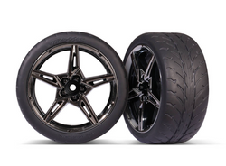 Traxxas Rear Tyres & Wheels Assembled & Glued Split Spoke Extra Wide 1.9" 2pcs