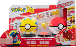Pokémon Surprise Attack Game Pikachu Poke Ball vs. Machop Quick Ball