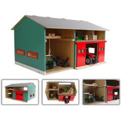 Kids Globe Wooden Workshop Shed w/Storage, Red Doors Farm Toy 1:32 Wood Building