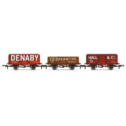 Hornby R60104 Triple Wagon Pack Denaby Colliery Leicester Co-Op & Hall & Co E 3