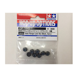 TAMIYA 54642 4mm Flange Lock Nuts (Black, 8 Pcs.) (Wheel Nuts/TT01/TT02/DT02)