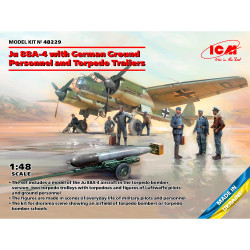 ICM 48229 Ju 88A-4 w/Ground Personnel & Torpedo Trailers 1:48 Plastic Model Kit