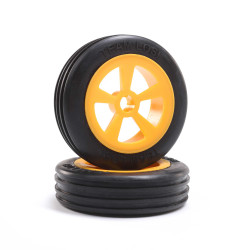 Losi Rib Front Tires, Mounted, Orange (2): Mini JRX2 LOS41019