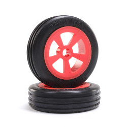 Losi Rib Front Tires, Mounted, Red (2): Mini JRX2 LOS41020