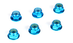 TLR 4mm Aluminum Serrated Lock Nuts, Blue (6) TLR336001