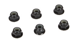 TLR 4mm Aluminum Serrated Lock Nuts, Black (6) TLR336000