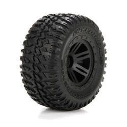 ECX FR/R Tire,Prmnt,Blk Wheel (2):1:10 AMP MT/DB ECX43012