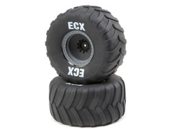 ECX Rt/Lft Tire, Prmnt, Grey Whl (2): 1:10 2WD Axe MT ECX43015