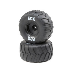 ECX Rt/Lft Tire, Prmnt, Black Whl (2): 1:10 2WD Crush ECX43016