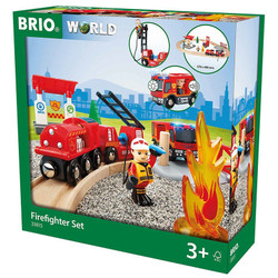 BRIO World 33815 Rescue Fire Fighter Set - Wooden Train Set