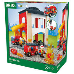 BRIO World 33833 Central Fire Station for Wooden Train Set