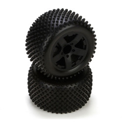 ECX Rear Tire,Premount,Black Wheel(2):1:10 2wd Circuit ECX43006