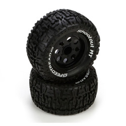 ECX FR/R Tire,Prmnt,Blk Wheel (2):1:10 2wd/4wd Ruckus ECX43008