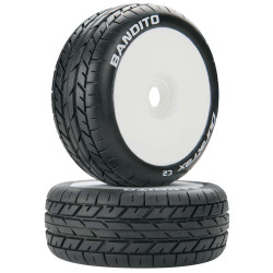 Duratrax Bandito 1/8 Buggy Tire C2 Mounted White (2) DTXC3638