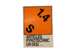 Estes 1.4S Explosives Label with Proper Shipping Name UN0432 ES901426