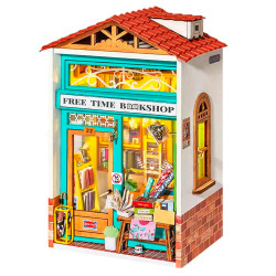 ROBOTIME Rolife Free Time Bookshop DIY Miniature House Craft Kit DS008