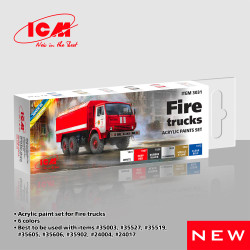 ICM 3031 Fire Truck Acrylic Paint Set 6x12ml Ideal for ICM35003 Model Kit