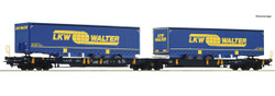 Roco Wascosa Sdggmrs/T2000 Flat Wagon w/LKW Walter Trailers VI RC77363 HO Gauge