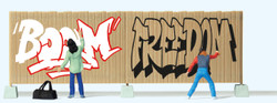 Preiser Graffiti Artists (2) & Wall Exclusive Figure Set PR10334 HO Gauge