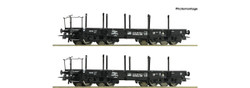 Roco DR Rlmmp Heavy Duty Bogie Stake Wagon Set (2) IV RC6600031 HO Gauge