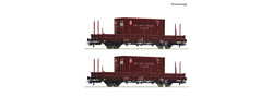 Roco PKP Ks Bogie Stake Wagon Set w/Containers (2) VI RC6600006 HO Gauge