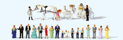 Preiser Wedding Reception Horse Drawn Carriage & Figures Super Set PR13011 HO Gauge