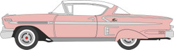 Oxford Diecast Chevrolet Impala Sport Coupe 1958 Cay Coral Metallic/White OD87CIS58001 HO Gauge