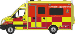 Oxford Diecast Mercedes Ambulance Bedfordshire Fire & Rescue Support Unit OD76MA008 OO Gauge
