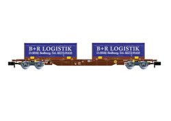 Arnold DBAG Bogie Flat Wagon w/2x22' B&R Logistik Container V HIN6658 N Gauge