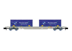 Arnold DBAG Bogie Flat Wagon w/2x22' Rhienkraft Container V HIN6659 N Gauge
