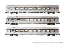 Arnold SNCF TEE Cisaplin Milan-Paris Coach Set Silver (3) IV HIN4440 N Gauge