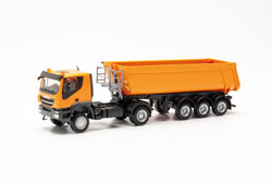Herpa Iveco Trakker Dump Truck Semitrailer Orange HA315111 HO Gauge