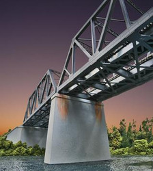 Walthers Cornerstone Double Track Railroad Bridge Concrete Piers (2) Building Kit HO Gauge WH933-4552