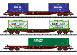 Minitrix SNCF Rs Container Wagon Set (3) V N Gauge 15072