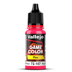 Vallejo Game Colour Fluorescent Red Paint 17ml Dropper Bottle 72157