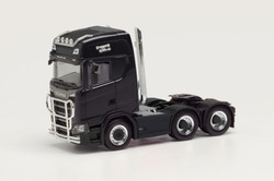 Herpa Scania CS20 HD 6x2 Tractor Unit w/Pipes & Protection Black HO HA314053-002