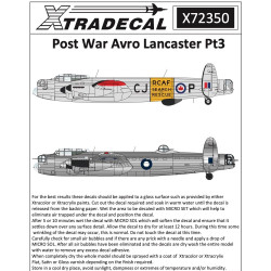 Xtradecal 72350 Post War Avro Lancaster Pt3 1:72 Model Kit Decal Set