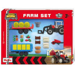 Maisto Mini Working Machines Farm Set - Massey Ferguson Tractor Toys 12564M
