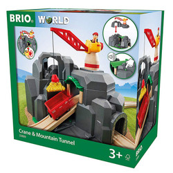 BRIO World 33889 Crane and Mountain Tunnel for Wooden Train Set