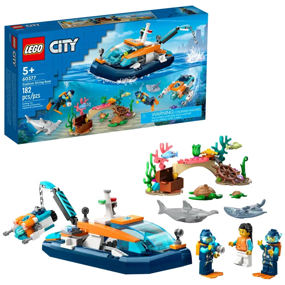 LEGO City 60377 Explorer Diving Boat Age 5+ 182pcs - Jadlam Toys ...