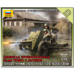 ZVEZDA 6112 Soviet Gun 45mm Snap Fit Model Kit 1:72
