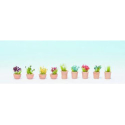 NOCH Ornamental Flowers in Pots (9) HO Gauge Scenics 14084