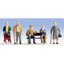 NOCH Senior Citizens (5) and Bench Figure Set HO Gauge Scenics 15551