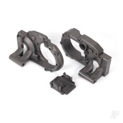 Traxxas Gearbox halves, left & right / differential cover (charcoal gray) 9493